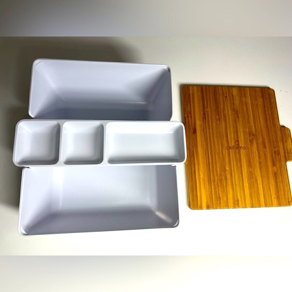 CROFTON Bread and Dip Set 3 Piece - Bowl, Dipping Tray, Bamboo Cutting Board